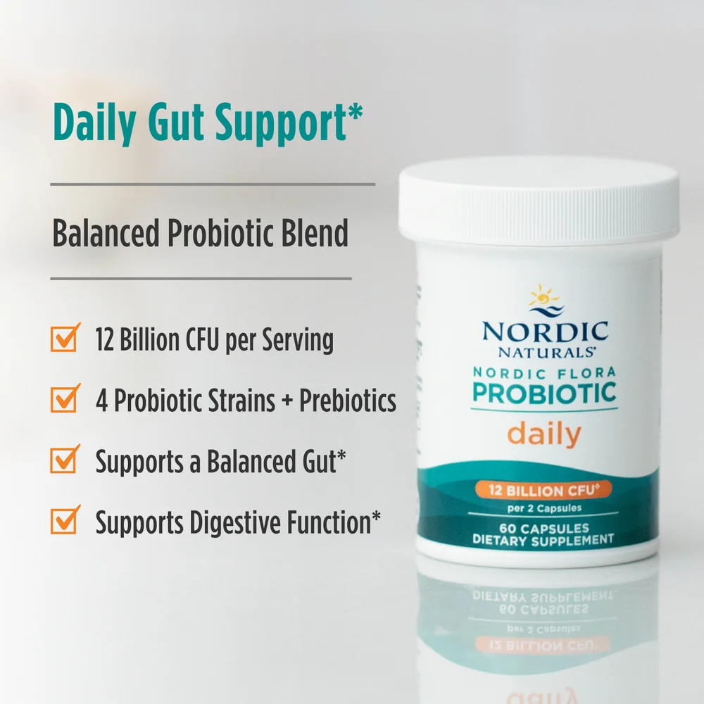Nordic Naturals Nordic Flora Probiotic – Daily Probiotic, Vegan, 60 Count