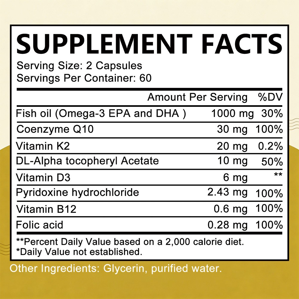 Non-GMO Omega 3 Fish Oil 30~120Caps with Multivitamine,Daily Nutritional Support