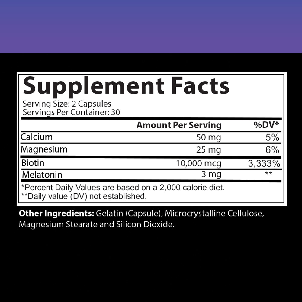 Angry Supplements Hair Envy PM Biotin Beauty + Sleep Aid Pills Night 60 Capsules