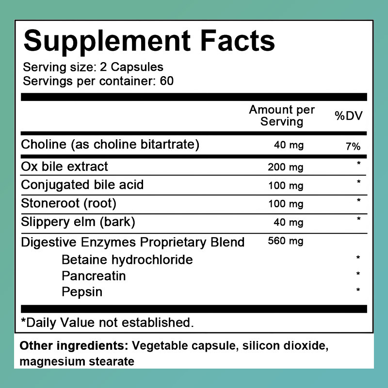 Gallbladder Formula | 30/60/120 Capsules | Digestive Enzyme Complex