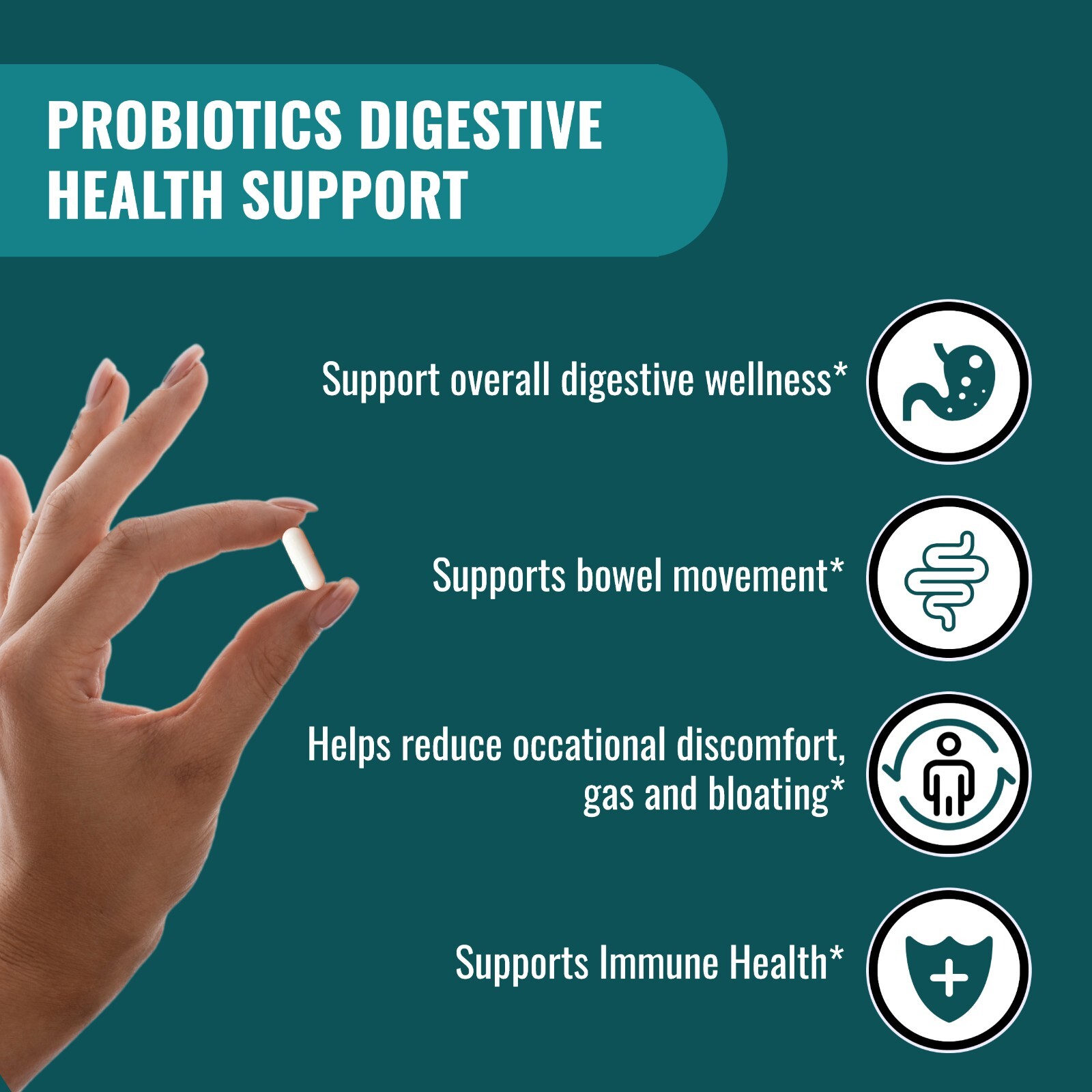 Probiotics 200 Billion CFU for Digestive & Immune Health 60 Vegan Capsules