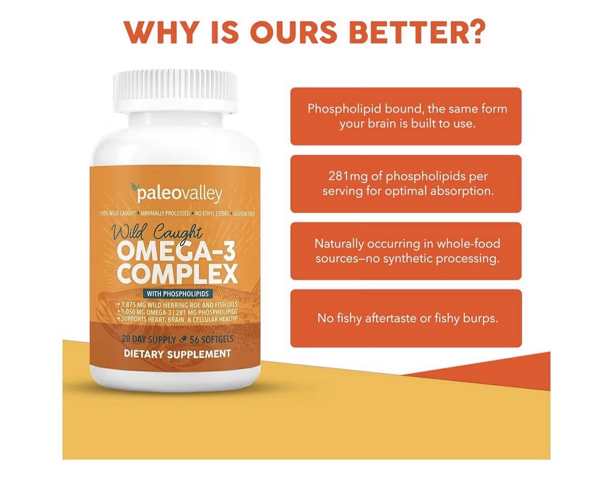Paleovalley Omega-3 Complex With Phosphorus Wild Caught Fish Oil 56 Softgels