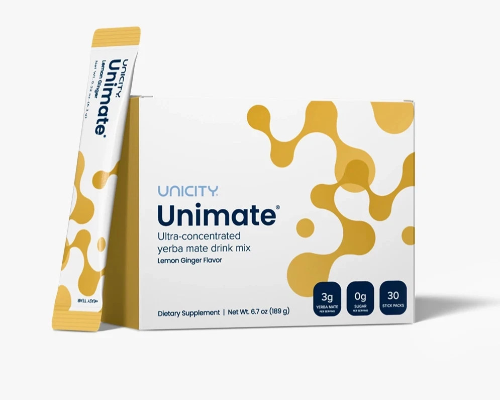Unicity Unimate Lemon Ginger Flavor Packs – 30 Count