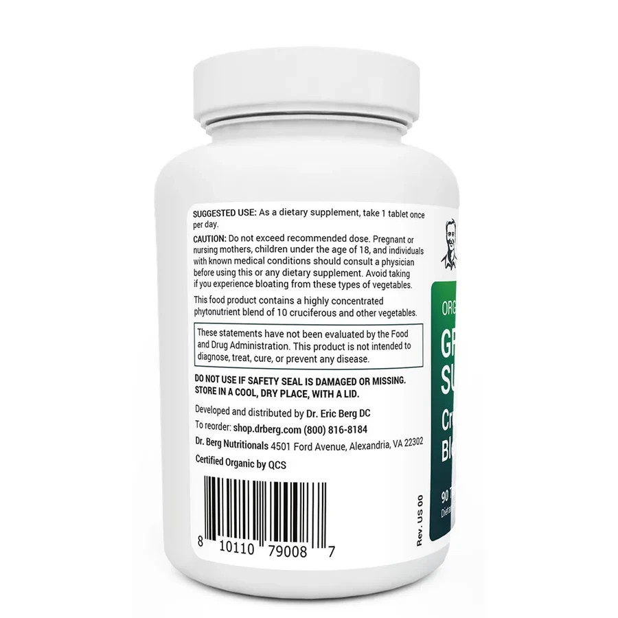 Dr Berg – Organic Greens Superfood – Cruciferous Blend – 90 Tablets