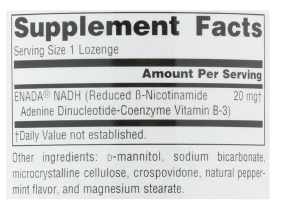 Source Naturals NADH 10 mg 20 Lozenges Peppermint for Energy & Mental Alertness