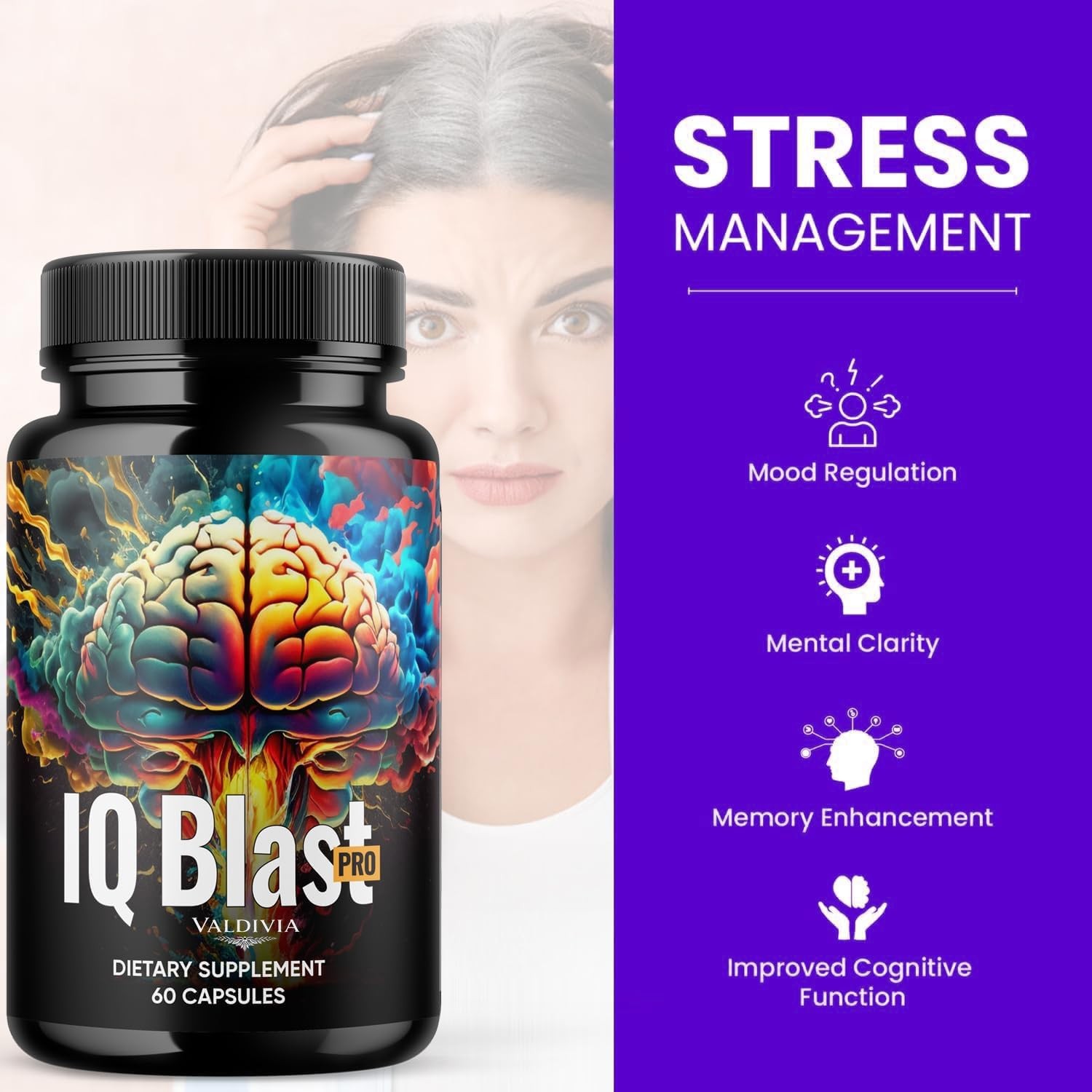 Valdivia IQblast Pro 2 Pack Brain Support Supplement Memory Focus Made in USA