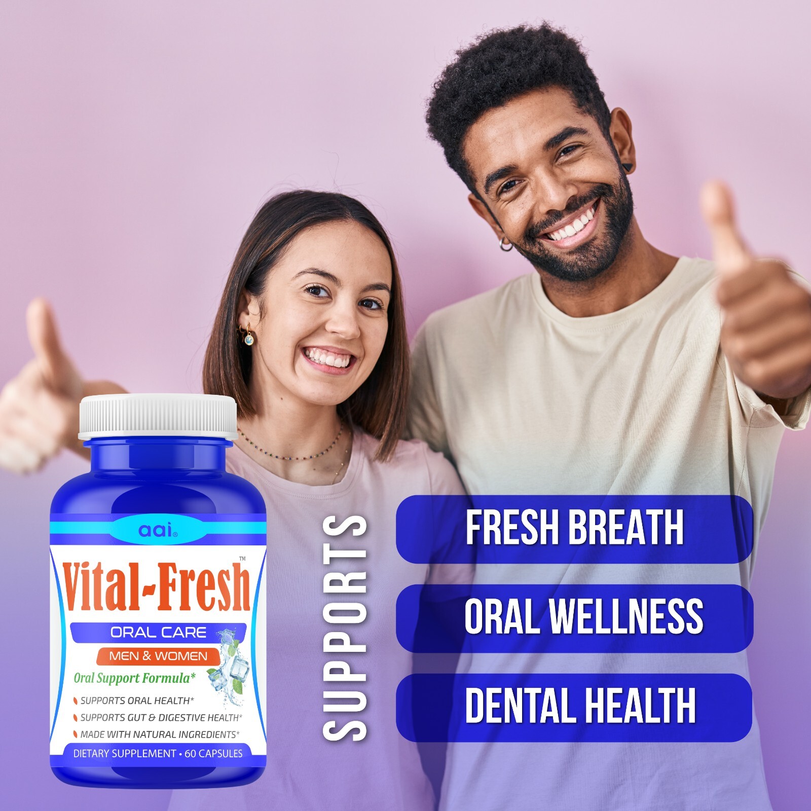 Oral Probiotics for Bad Breath | Fresh Breath, Gum & Teeth Support – 60 Capsules