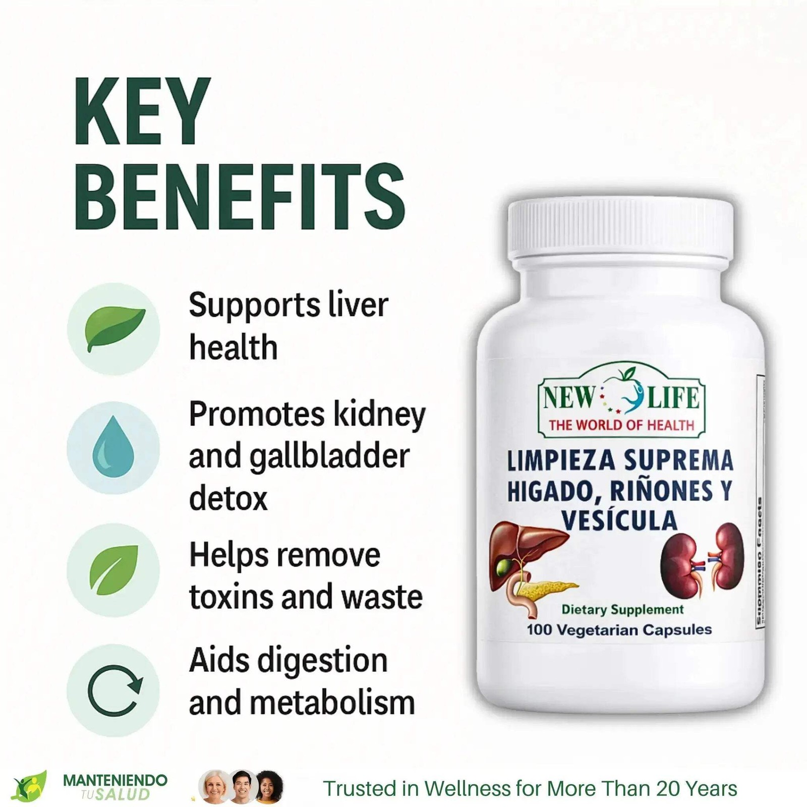 Limpieza Suprema Hígado Riñones Vesícula, Healthy Liver, 100 Capsules
