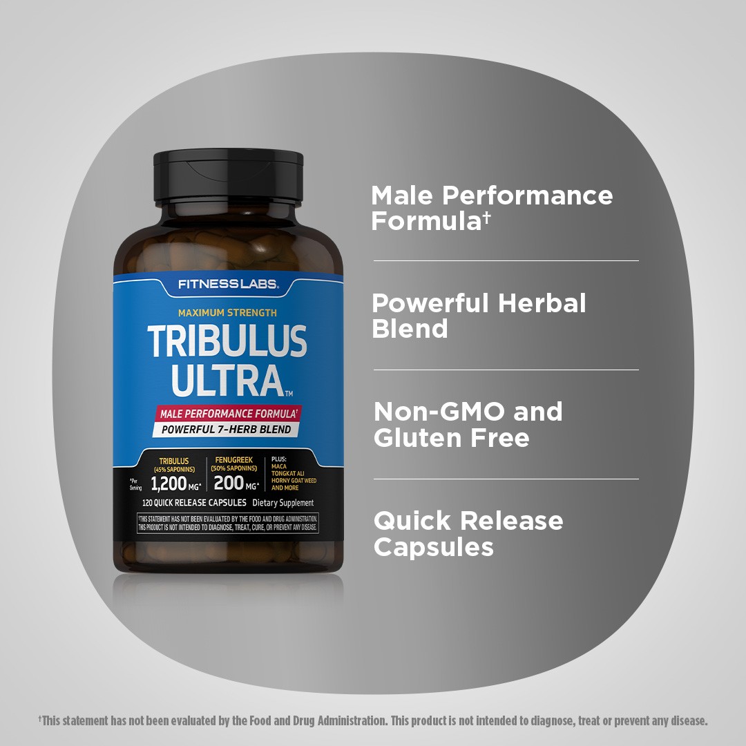 Tribulus Terrestris for Men | 120 Capsules | 7-Herb Blend | by Fitness Labs