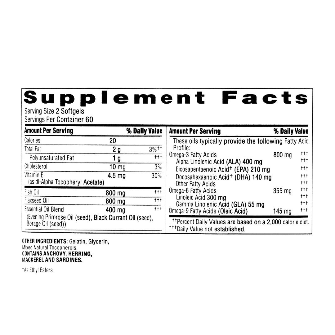 Triple Omega, Fish 800Mg, Flax 800Mg, and Borage Oil Softgels, Heart Health