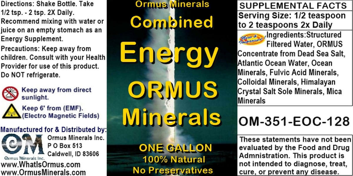 Combined Energy Ormus Mental Health Clarity Vision Immunity Aches Pains 128oz
