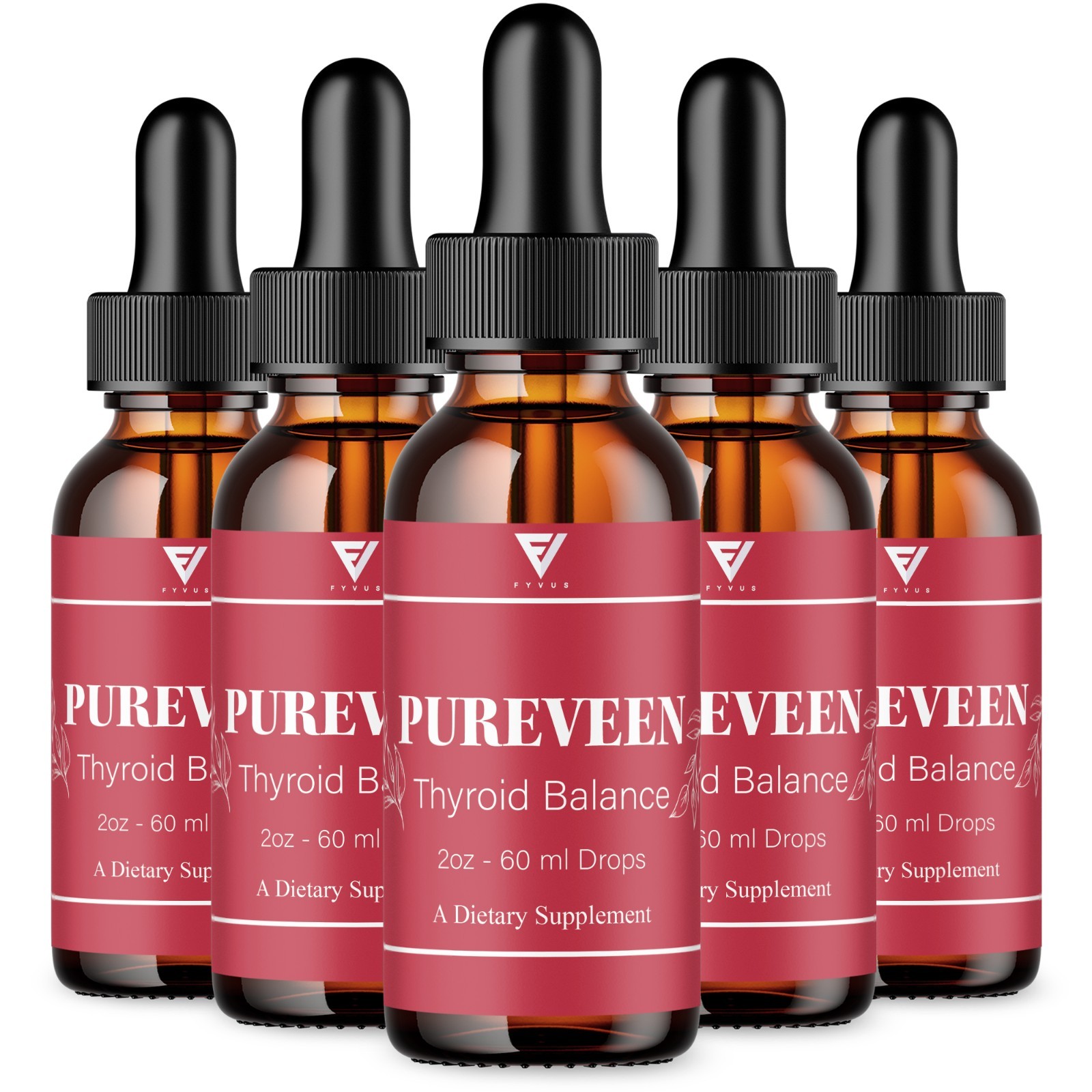 (5 Pack) Pureveen Thyroid Balance Drops, Pure Veen Advanced Formula (10oz)