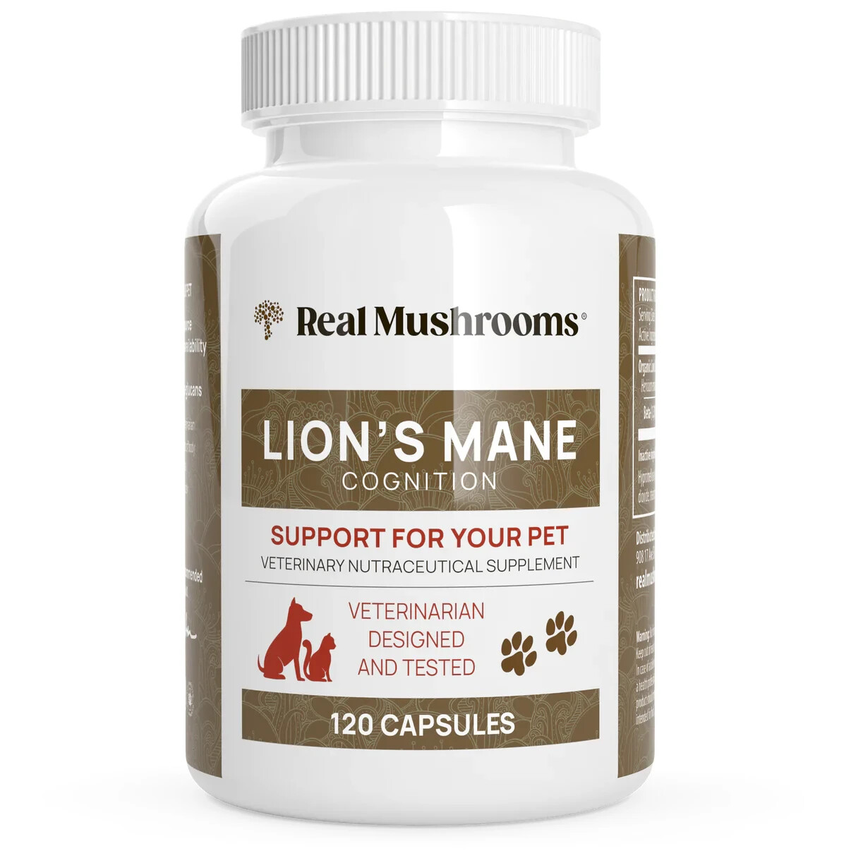 Real Mushrooms Organic Lion’s Mane Capsules for Pets Non-GMO 120 Chews NEW