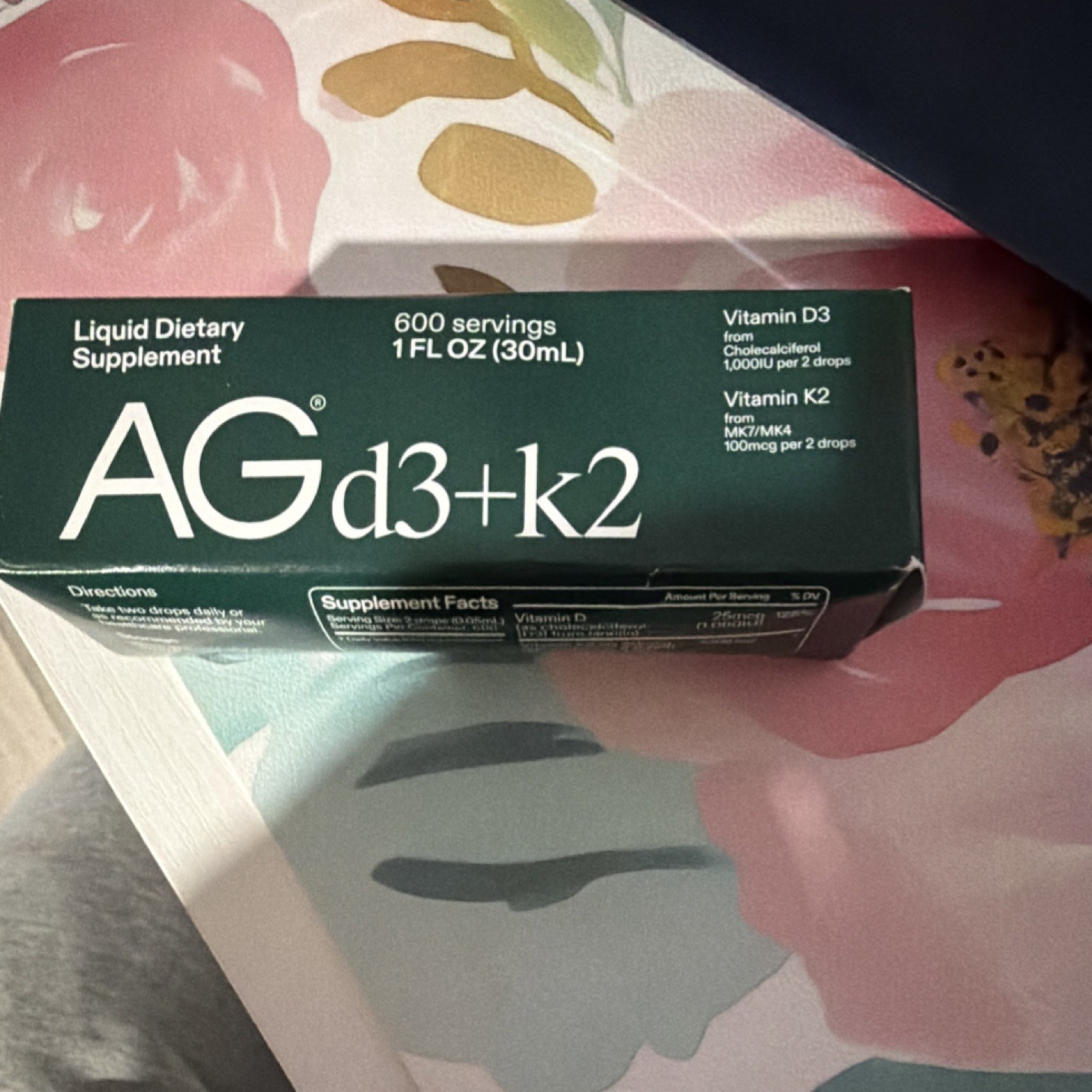 AGI Vitamin D3 K2 Liquid Supplement 1 fl oz 600 Servings Exp 05/2027