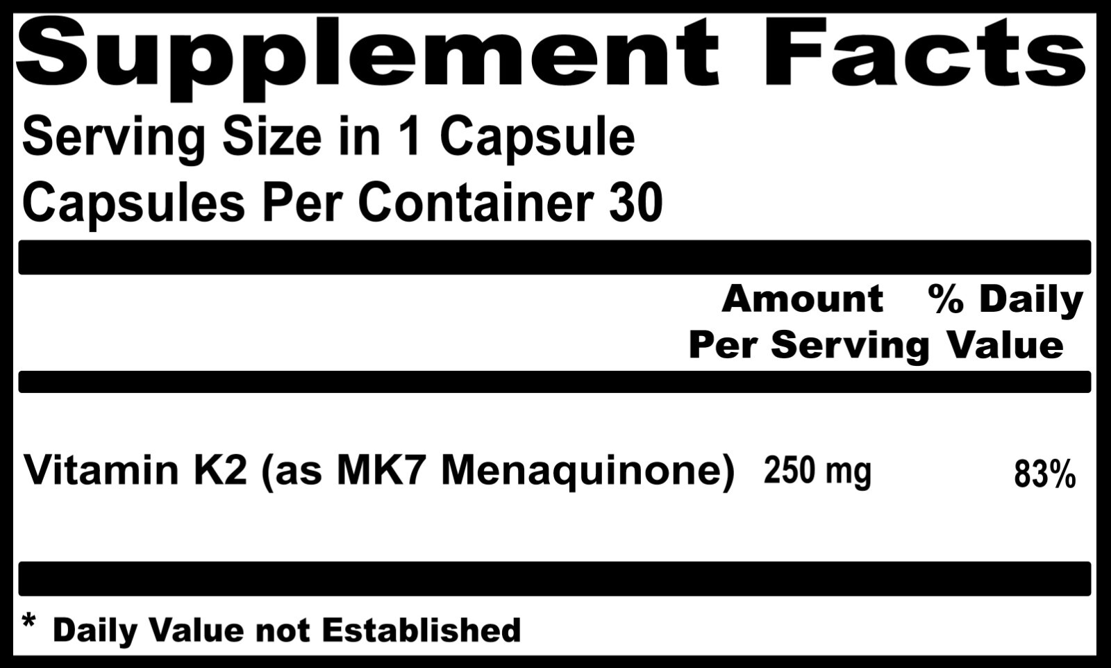 Vitamin K2 MK-7 – 100 mcg , Cardiovascular Health, Brain Health, Bone Health