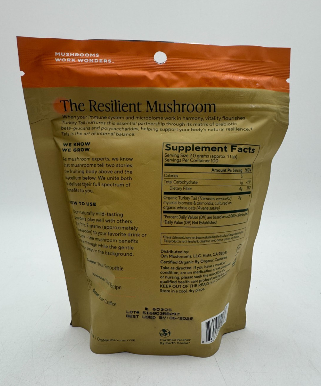 OM Turkey Tail Mushroom Powder Dietary Supplement 7.05oz EXP: 6/28