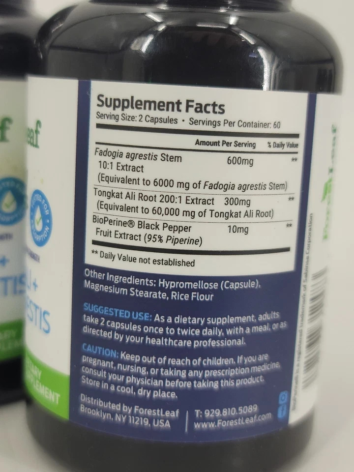 Lot Of 2 ForestLeaf Fadogia Agrestis + Tongkat Supplement Max Strength 01/2027