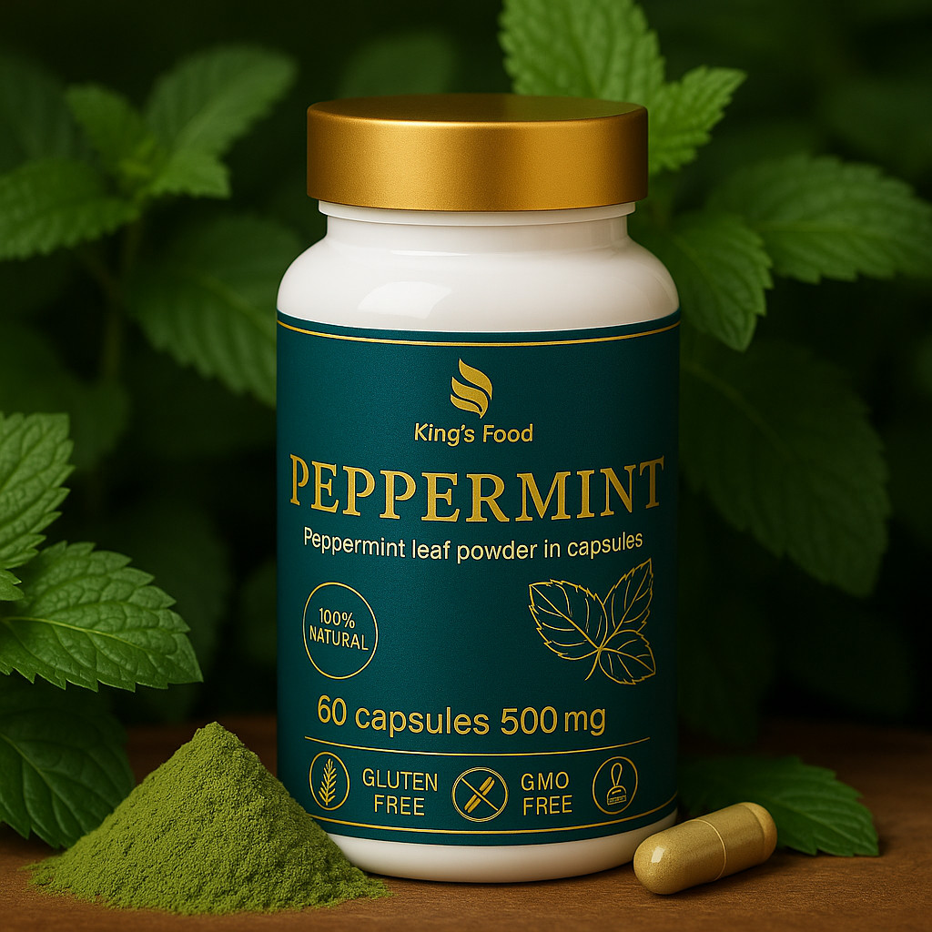Peppermint Capsules – 100% Natural Peppermint Leaf Powder | 500 mg | King’s Food