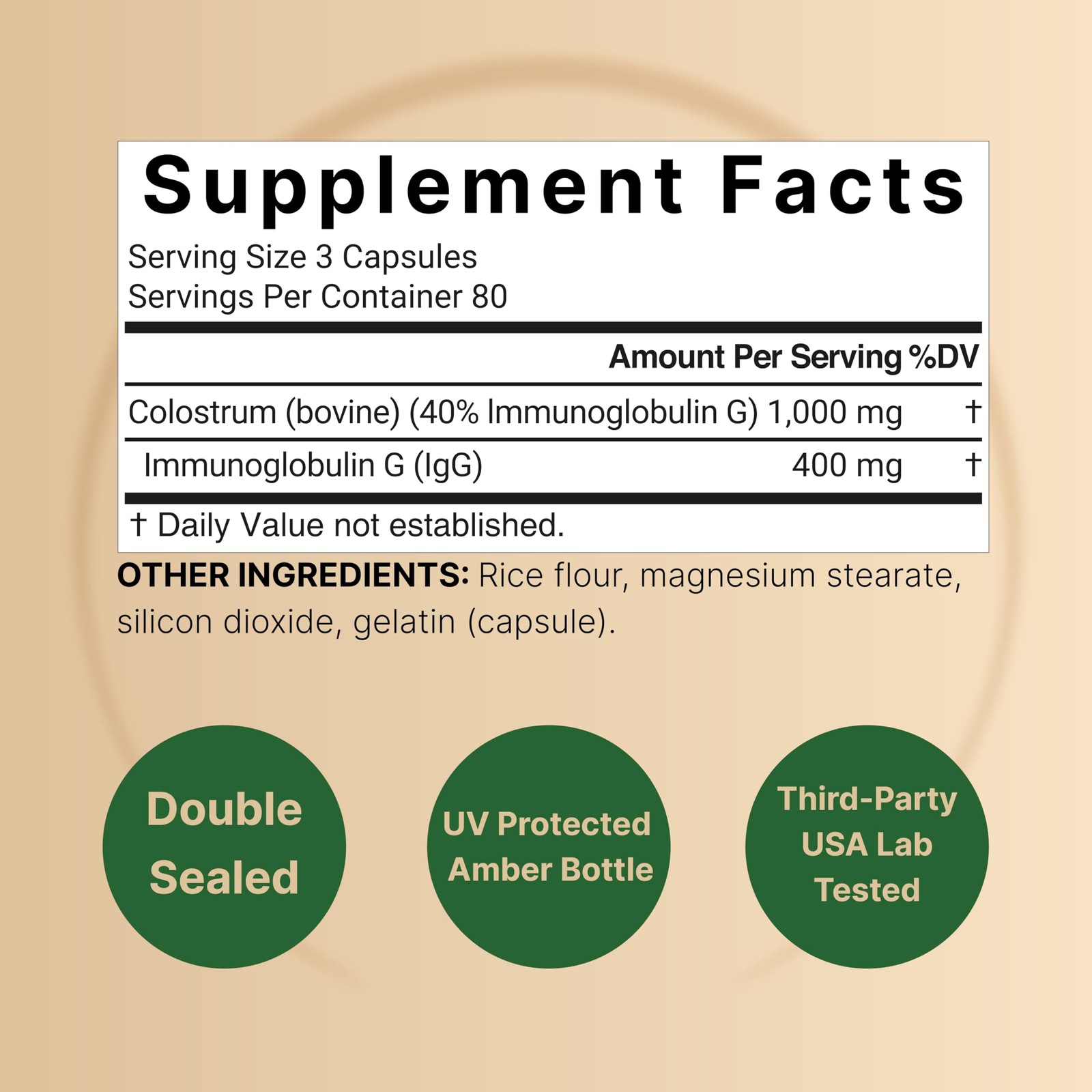 NatureBell Bovine Colostrum Supplement 1,000mg Per 240 Count (Pack of 1)