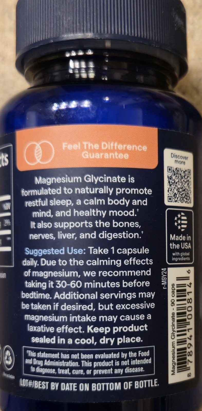 Trace MAGNESIUM GLYCINATE 120 mg 90 Caps ( 90 Servings ) Relax And Sleep Support