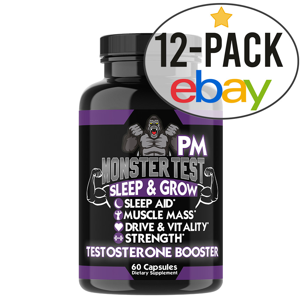 Men’s Test Booster Monster Test PM, Sleep Aid Pill – 60 Count – 12 Pack