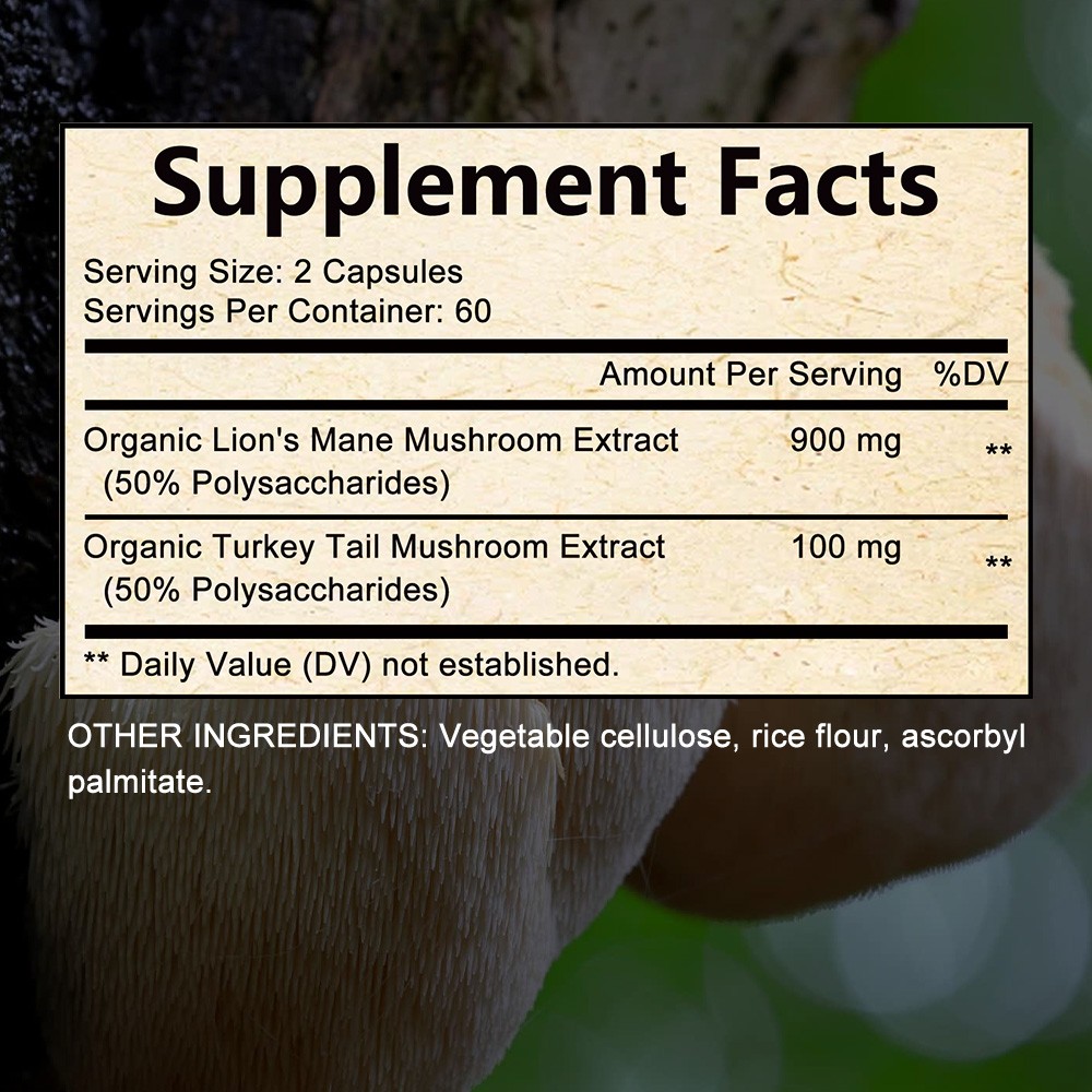Dual Organic Herb Caps, For Memory,Focus,Mental Clarity & Immune system 120 Caps