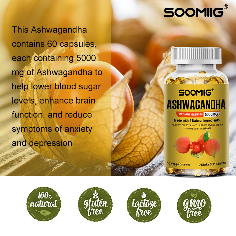 Organic Ashwagandha Capsules Supplement Stress Support Enhance Physical Fitness