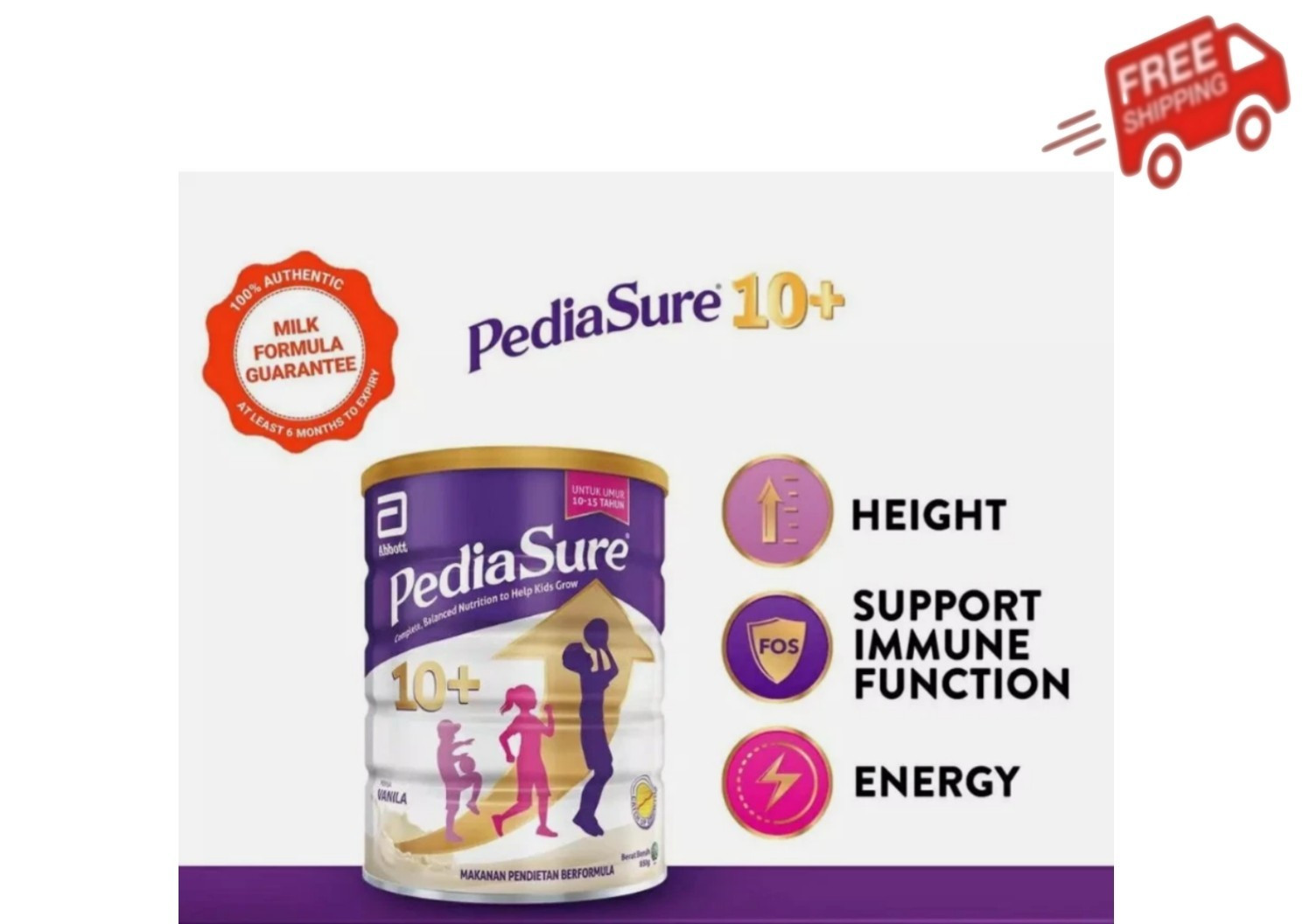 4 X Abbott Pedia Sure 10+ Vanilla 10-15 Yrs Old Optiheight Increase 800g