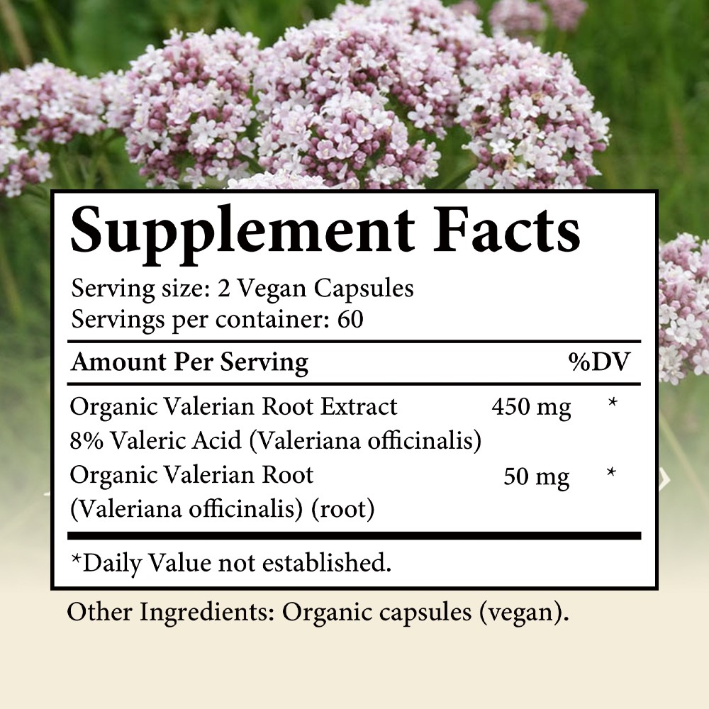 Organic Valeria Root Capsules – Natural Mood Aid & Calm Support 30/60/120 Caps