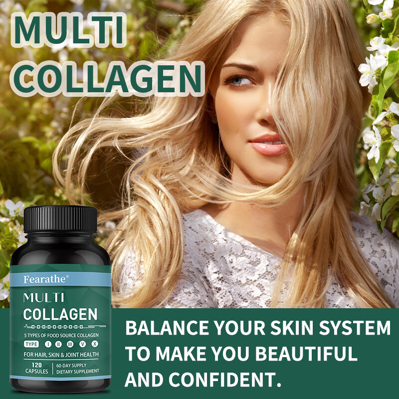 Multi Collagen Capsules – Hydrolyzed Protein Peptides -Type I,II,III,V,X