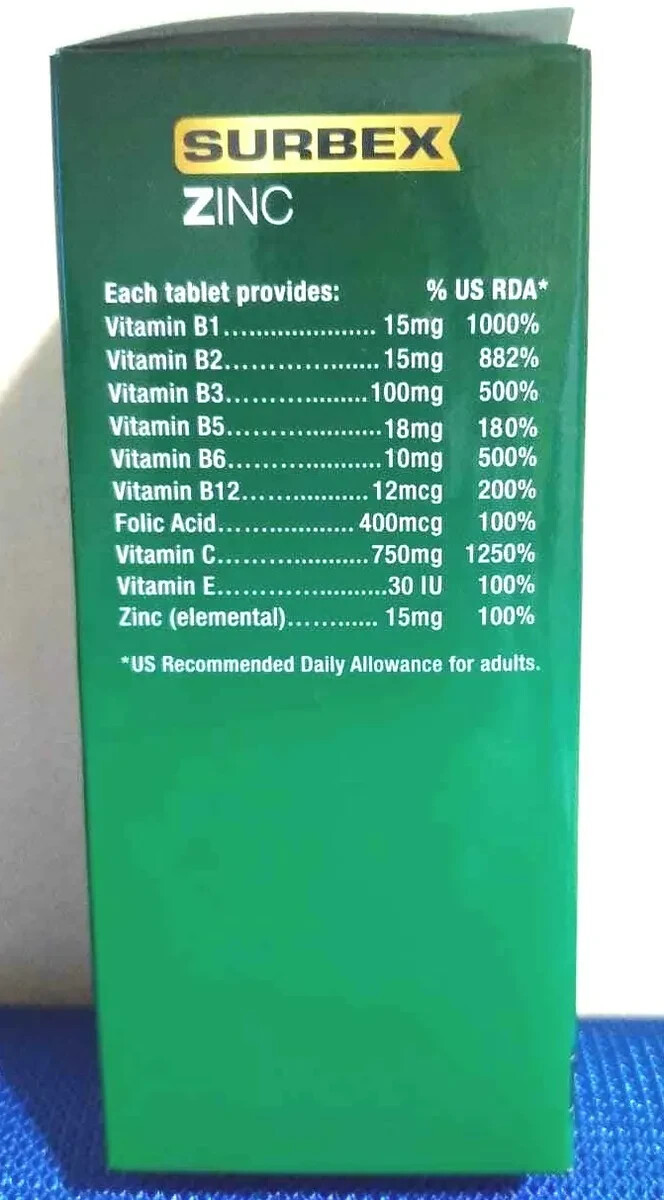 Surbex ( EXP 11/2026 )Zinc High Strength Vitamin B with Zinc Anti-Stress 60’s