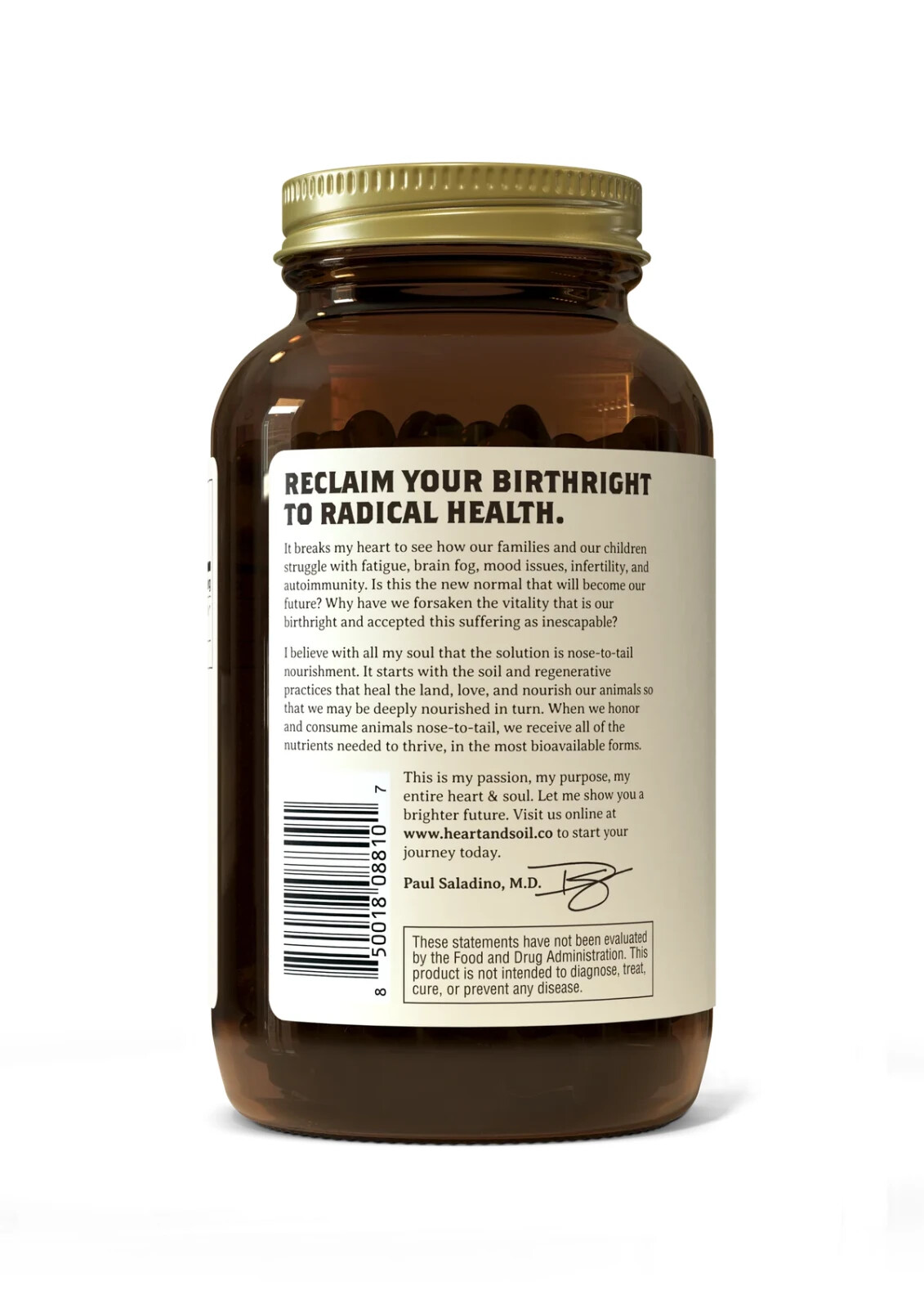 Heart & Soil Fire Starter High Stearic Acid 500mg 180 Capsules