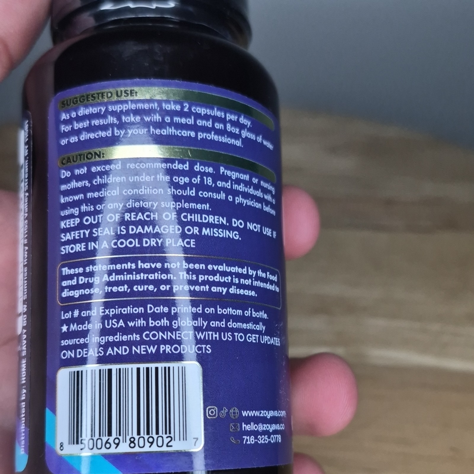 Zoyava Magnesium Ashwagandha NAD+ 60 Capsules Immune Energy Stress Support