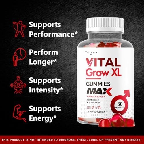Valdivia Vital Grow XL Male 30 Gummies Men’s Health Supplement Made in USA