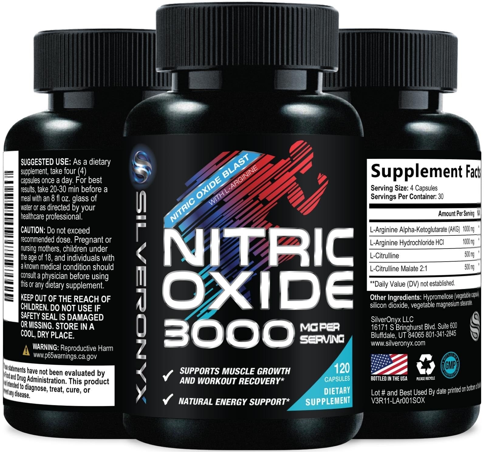 SilverOnyx Extra Strength Nitric Oxide Booster 60 Capsules