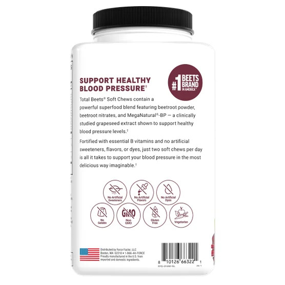 Foce Factor Total Beets Soft Chews 90ct Nitric Oxide EXP-08/27