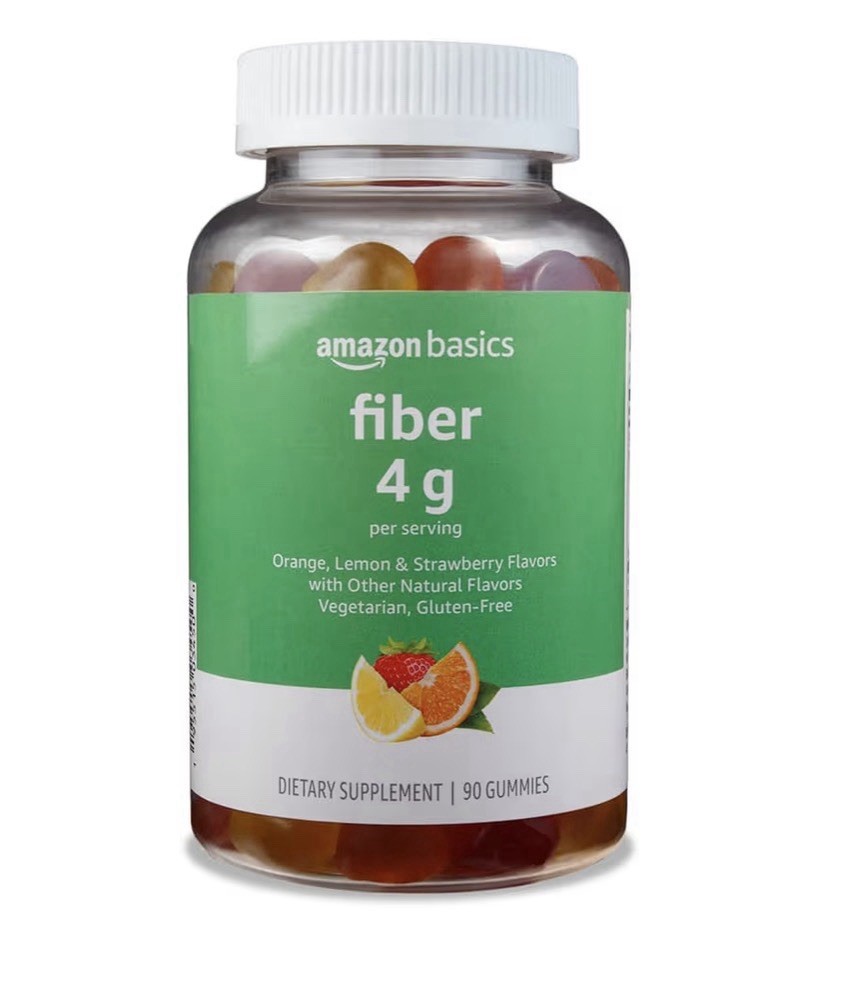 Amazon Basics Fiber Gummies 4g Digestive Health, Orange Lemon Strawberry, 90