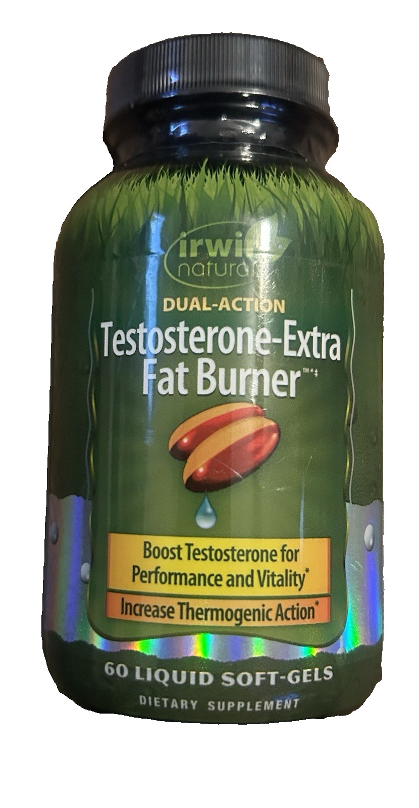 Irwin Naturals Testosterone-Extra Fat Burner 60 Liquid Soft-Gels Exp 7/26