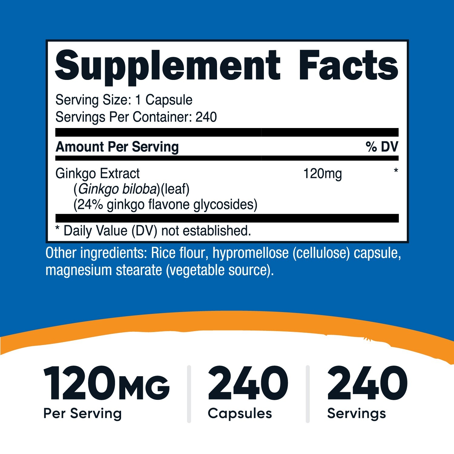 Nutricost Ginkgo Biloba Extract 120mg, 240 Capsules – Gluten Free & Non-GMO