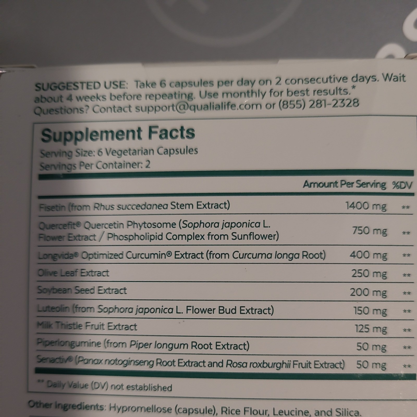 Qualia Senolytic Optimized Aging Youthful Cellular Function Two day 12 Capsules