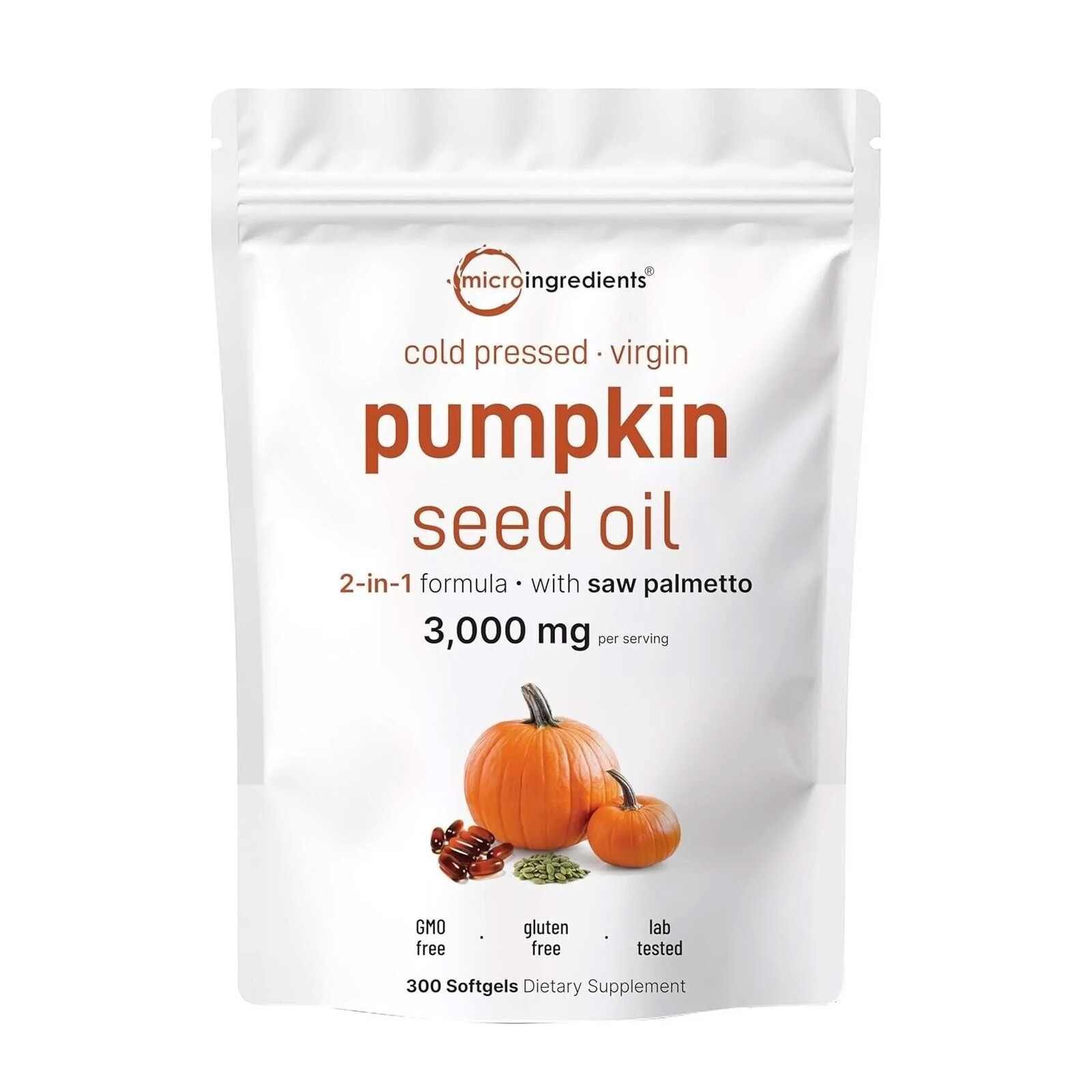 Micro Elements Pumpkin Palmetto Oil W/ Saw Seed Softgel 3000mg 300 Softgels-