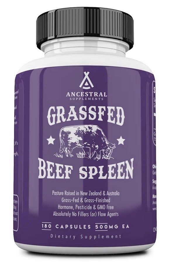 Ancestral Supplements Beef Spleen Grass Fed Supplement Pasture Raised 180capsule