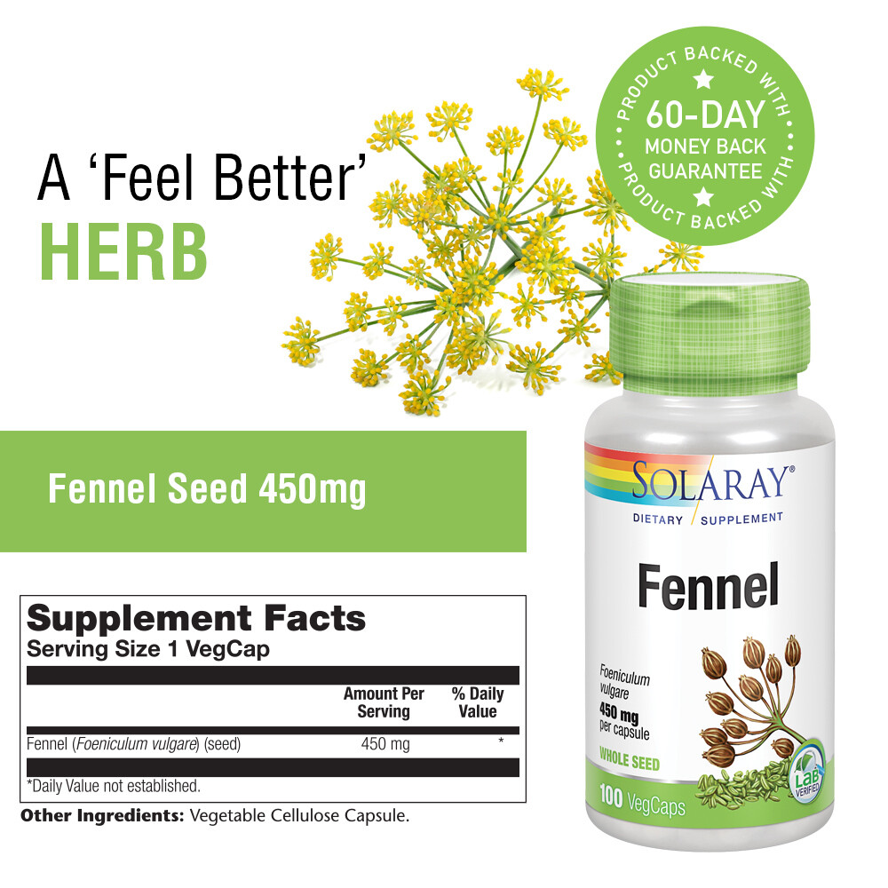 Solaray Fennel Seed 450mg | 100 VegCaps