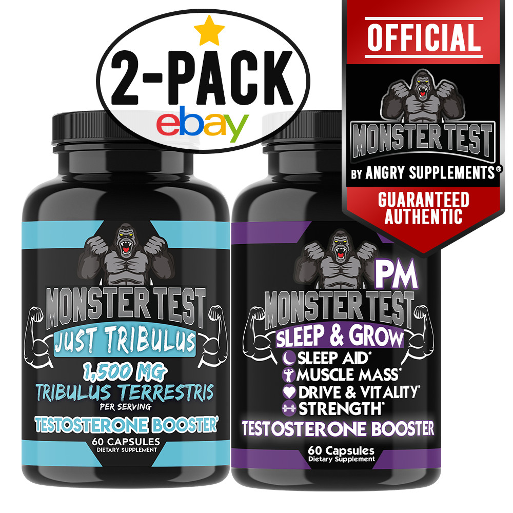 Monster Test Mens Just Tribulus + Monster PM Sleep Aid Testosteron Booster 2pk