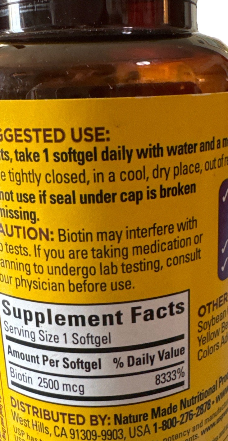 Nature Made Biotin 2500 mcg Extra Strength 150 Softgels – 1 Pack-06/2026 – New
