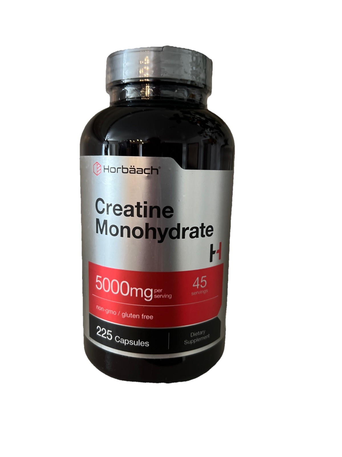 Creatine Monohydrate 5g 225 Capsules Non-GMO, Gluten Free | by Horbaach Ex12/28