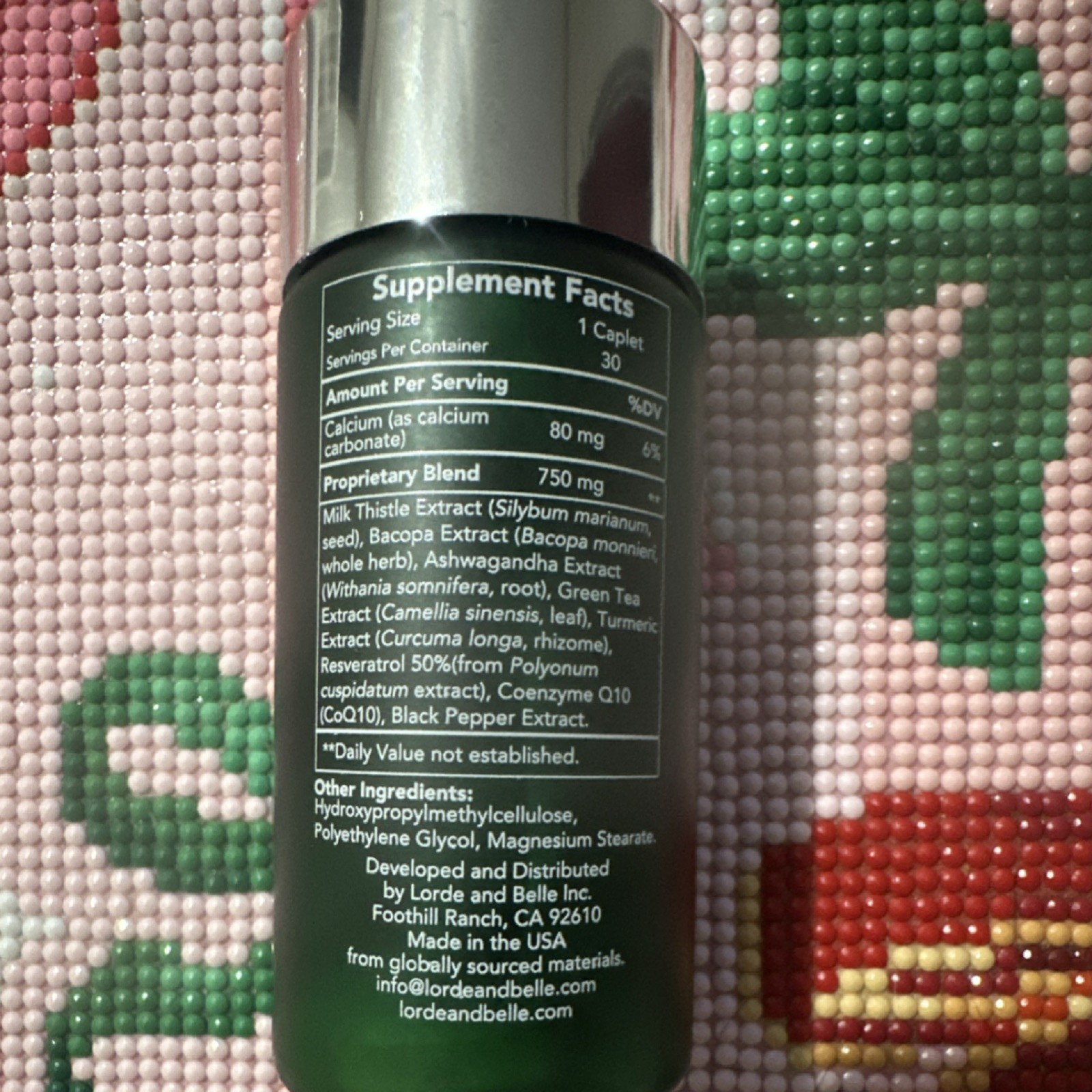 Lorde Belle LB Optimizer 3.0 Caplets Calcium Milk Thistle Bacopa Ashwagandha 30