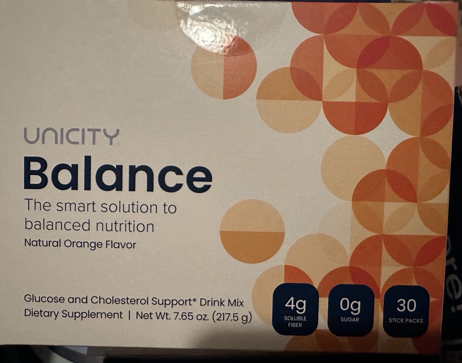 Unicity Balance Dietary Supplement NATURAL ORANGE, 30 Stick Packs