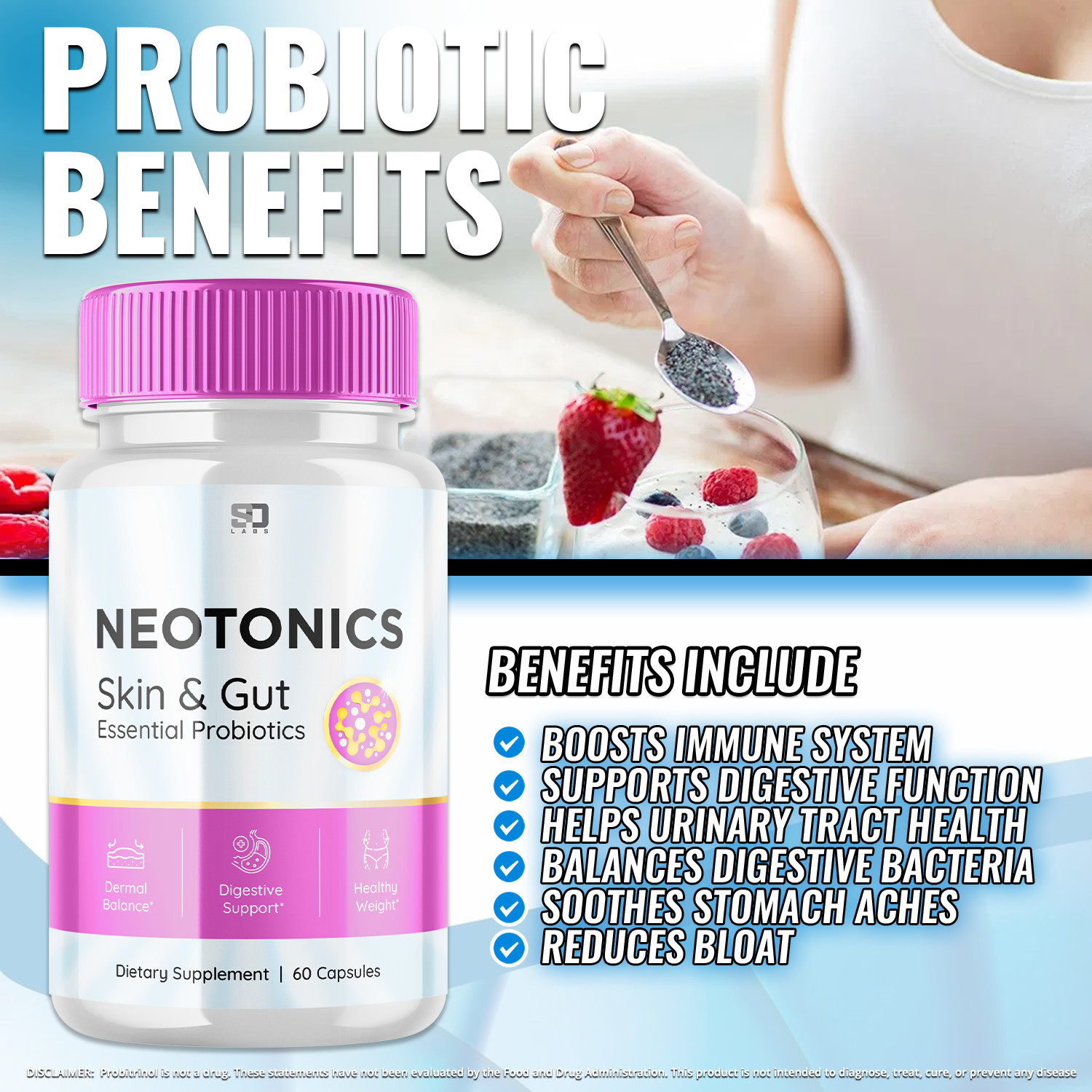 (2 Pack) Neotonics, Neotonics Skin & Gut, Neotonics Probiotics (120 Capsules)