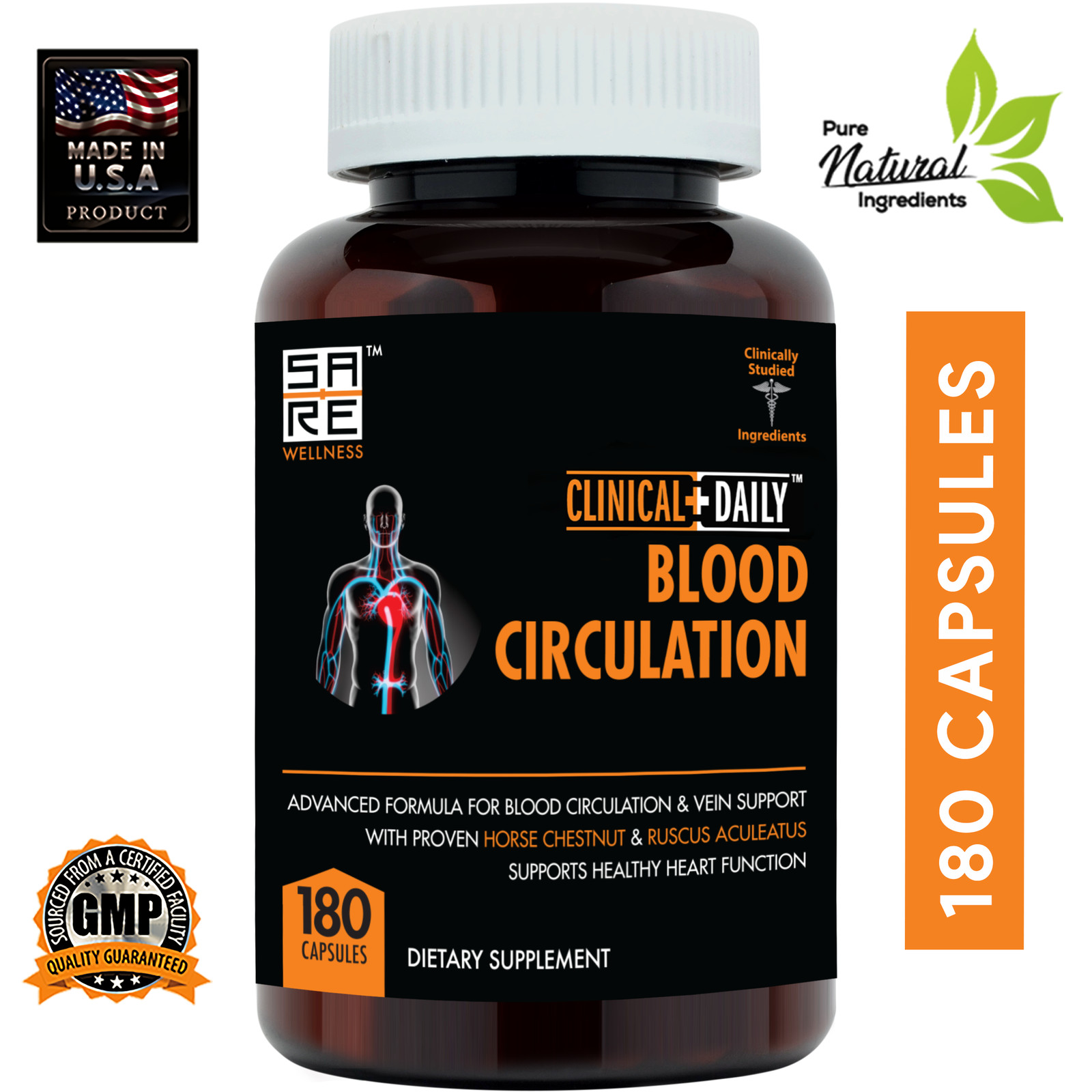 CLINICAL DAILY Blood Circulation Supplement. Herbal Varicose Vein Supplement
